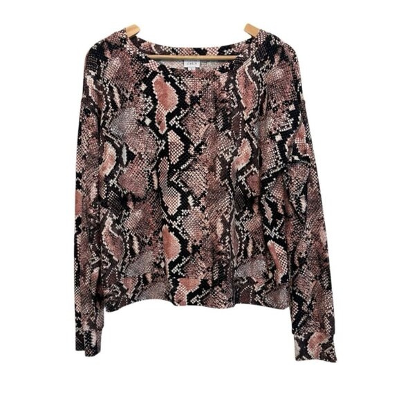 Women's Small Snake Reptile Pink Black Long Sleeve Stretchy Casual Boxy Top - Picture 1 of 4